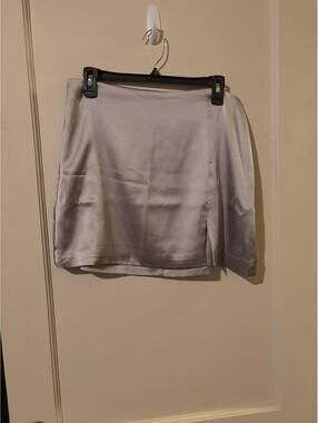 Wild Fable Silver Satin Mini Skirt Size M